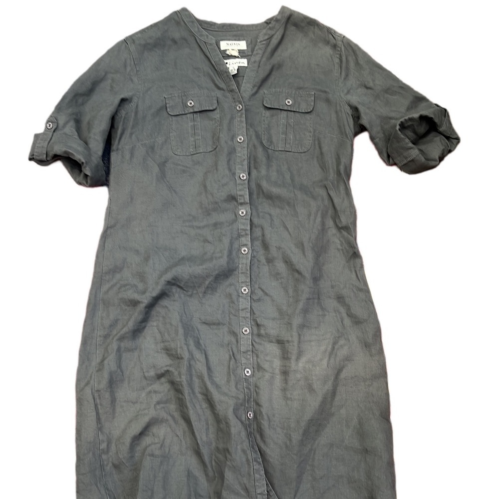 Women’s Made in Germany Linen Gray Button-Down Dress Size Small US 6